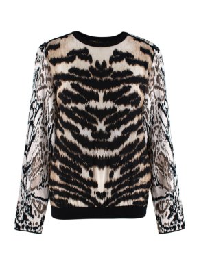 Roberto Cavalli Animal Print Silk Jumper
