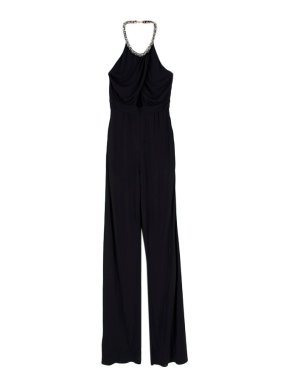 Roberto Cavalli Black Crystal Embellished Halter Neck Jumpsuit