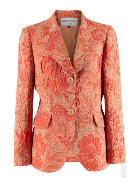 Hardy Amies Orange Floral Print Jacquard Blazer