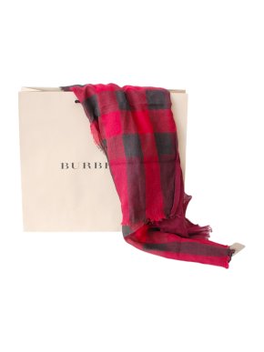 Burberry plaid wool/silk blend scarf/shawl