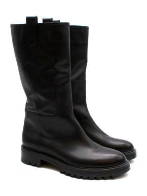 Tamara Mellon Black Leather Easy Rider Mid Calf 35 Boots