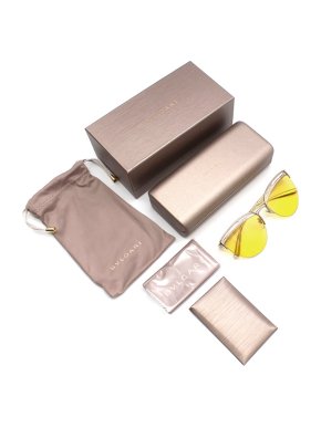 Bvlgari B.zero1 Round Cat Eye Sunglasses with Yellow Lenses
