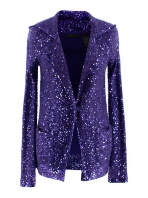 Donna Karan Purple Sequin Hooded Cashmere Cardigan