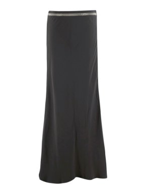 Brunello Cucinelli Grey Maxi Skirt with Monoli Bead Trim