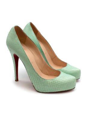 Christian Louboutin Mint Green Python Pumps