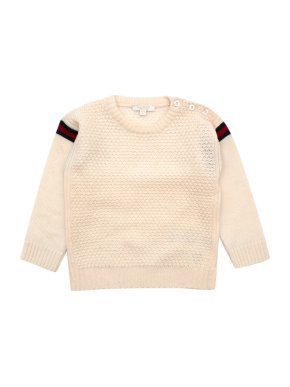 Gucci Cream Waffle Knit Web Trim Kids Jumper