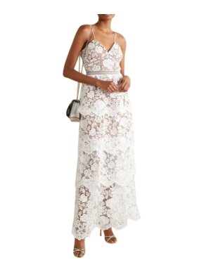Self Portrait Crochet-trimmed tiered corded lace gown