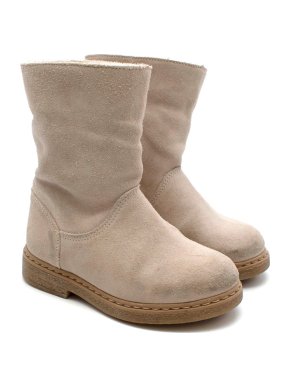 Bonpoint Beige Suede Shearling Lined Boots