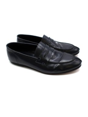 Balmain Navy Leather Mens Loafers