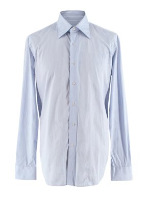 Valentino Blue Striped Cotton Long Sleeve Shirt
