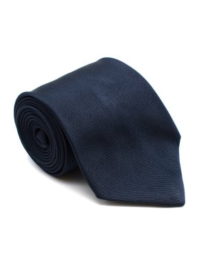 E.Marinella Navy Silk Tie with Daisy Embroidery