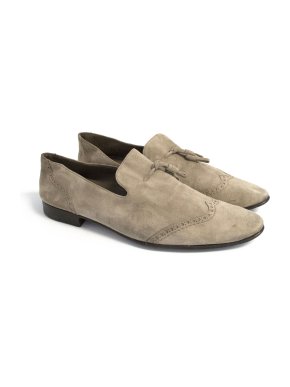 Yves Saint Laurent beige suede loafers