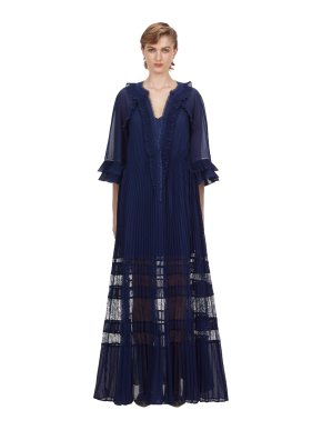 Self Portrait Indigo Ruffle Maxi Dress