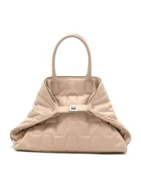 Akris Small Convertible Quilted Leather AI Tote in Stucco