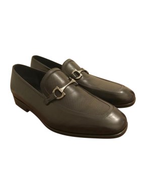 Salvatore Ferragamo Black Perforated Leather Loafers