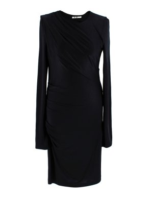 T by Alexander Wang Black Ruched Midi Dress