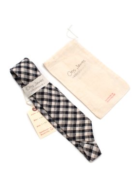 Otis James Hand Crafted Black Gingham Linen Tie