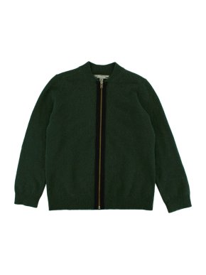 Bonpoint Green Cashmere Zipped Cardigan