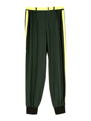 Robert Rodriguez Green Silk Joggers with Neon Belt