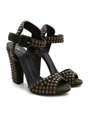 Giuseppe Zanotti Khaki Studded suede sandals