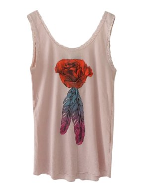 Wildfox Couture Pale Pink Rose Print Vest