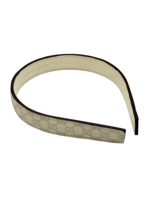 Gucci beige leather monogram headband