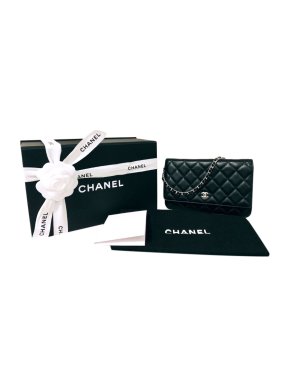 Chanel Black Quilted Lambskin Wallet On Chain