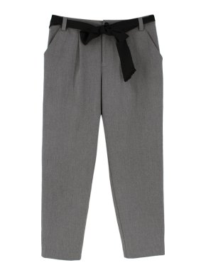 Lanvin en Bleu Grey Cotton Blend Belted Trousers