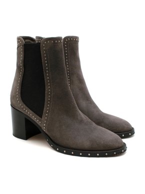 Jimmy Choo Merril 65 Grey Suede Studded Boots