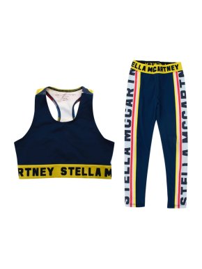 Stella McCartney Navy Logo Stripe Sports Bra & Leggings