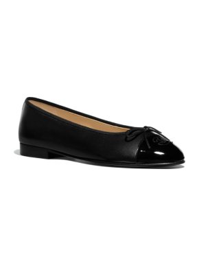Chanel Lambskin & Patent Calfskin Black Ballerinas