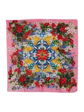 Dolce & Gabbana Pink Floral Majolica Print Scarf