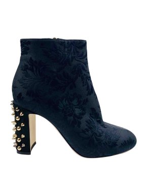 Dolce & Gabbana black brocade studded heel booties