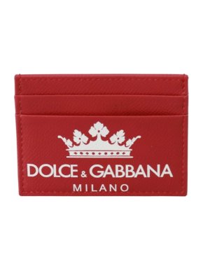 Dolce & Gabbana Men's Red & White Crown Card Holder