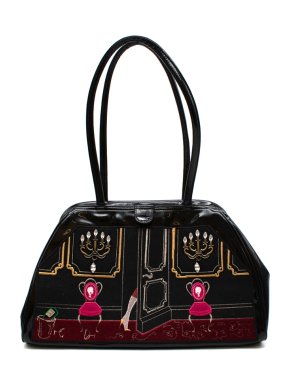 LULU GUINNESS Patent Embroidered Tote Bag