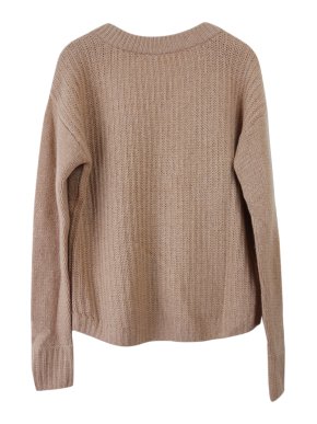 King & Tuckfield Rose Pink Cashmere Chunky Knit V Back Jumper