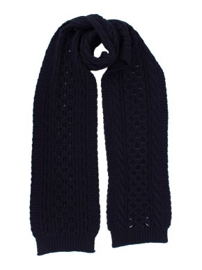 Maison Martin Margiela Navy Wool blend Cable knit Scarf