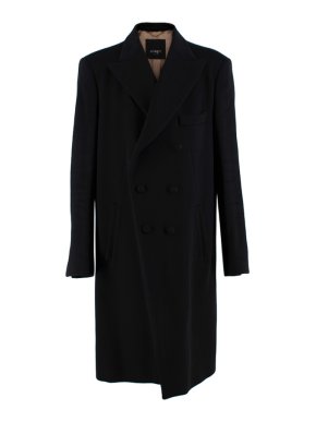 Allegri Long Black Double Breasted Cashmere Overcoat