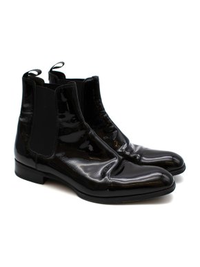 Max Verre Black Patent Leather Boots