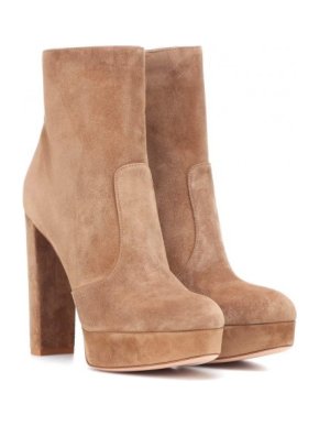Gianvito Rossi Beige Brook Suede Platform Ankle Boots