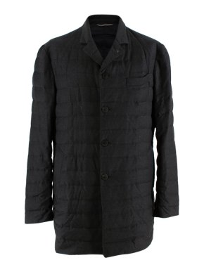 Canali Charcoal Quilted Down Long Jacket