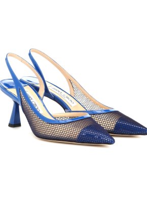 Jimmy Choo Blue Mesh Fetto 65 slingback pumps