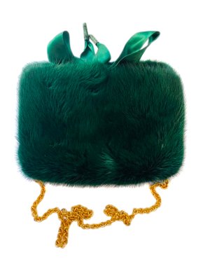Dolce & Gabbana Emerald Green Mink Fur Wallet on Chain