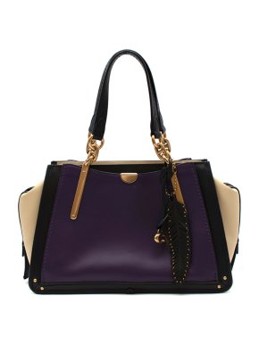 Coach Purple Beige & Black Leather Top Handle Bag