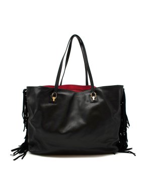 Diane von Furstenberg Black Sutra Leather Fringe Bag