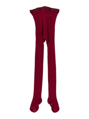 Bonpoint Red Knit Ribbed Tights
