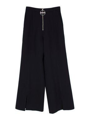 Givenchy Black Statement Zip Wide Leg Trousers