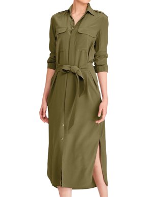 Polo Ralph Lauren Khaki Midi Shirt Dress