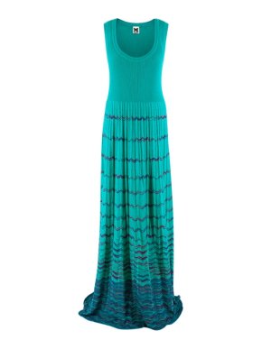 M Missoni Turquoise Patterned Knit Maxi Dress