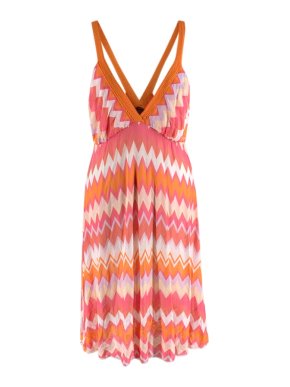 Missoni Mare Pink & Orange Chevron Print Knit Mini Dress